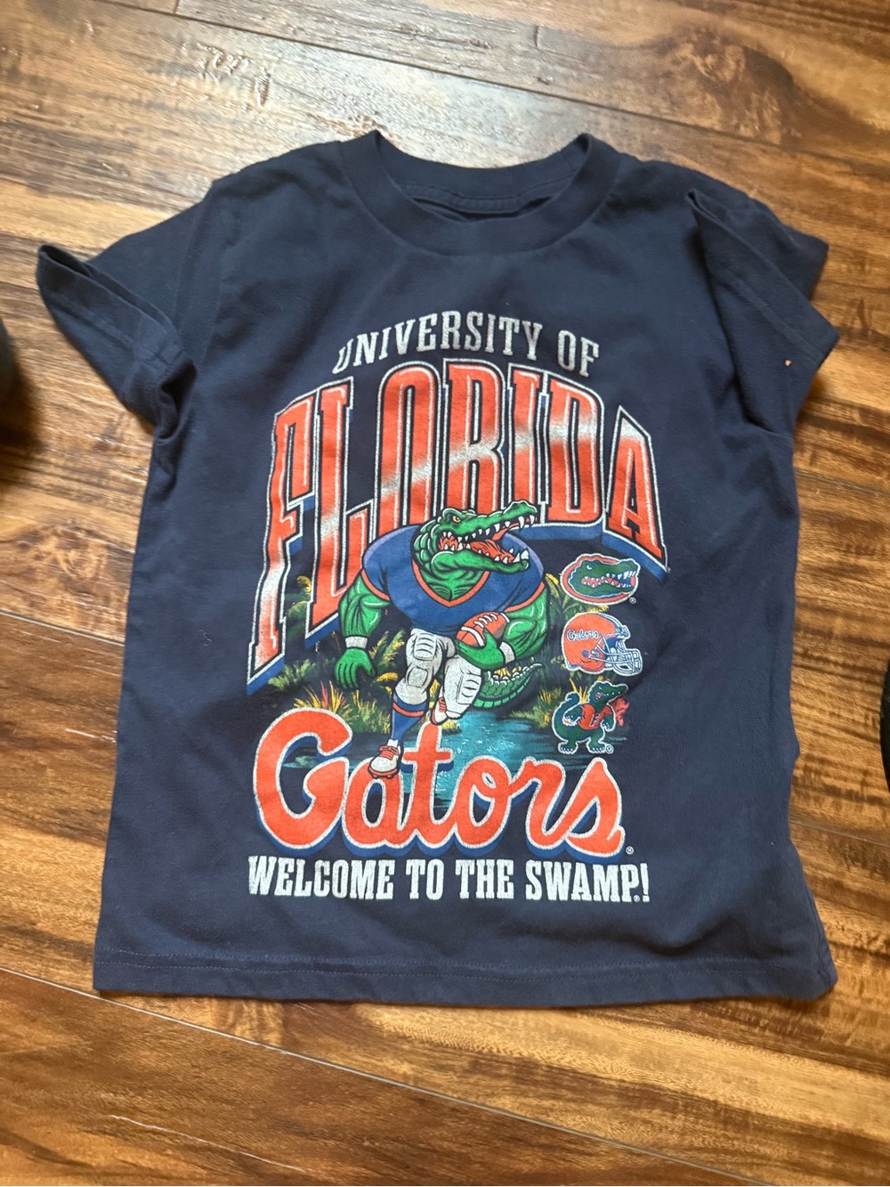 abercrombie kids Navy Graphic Gators Tee with Orange & Green Print
